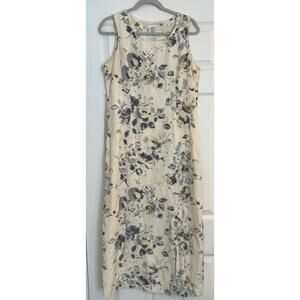 VTG Laura Ashley Maxi Dress Sz 12 Linen Silk Floral Cottagecore Feminine 80s EUC